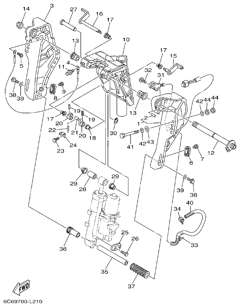 Yamaha FT50JET, FT60GET BRACKET 1 parts diagram